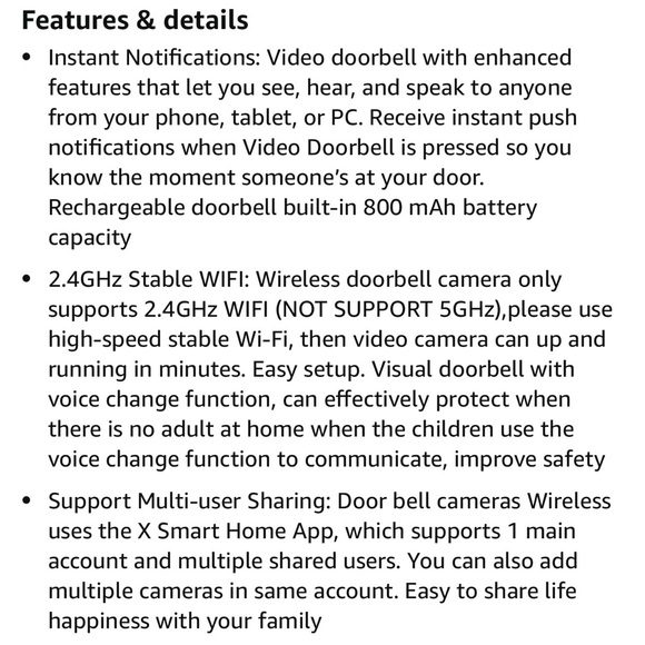 Wireless Video Doorbell Camera Anti-Theft Night Vision 2.4Ghz WiFi Only - Picture 9 of 11